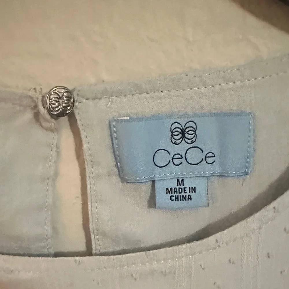 CeCe Light Blue Ruffle-Sleeve Textured Blouse - Picture 2 of 6